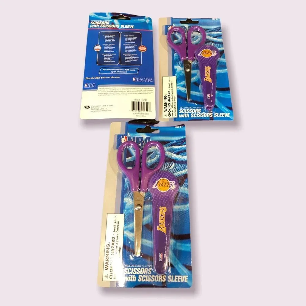 Lot‎ Of 3 LA LOS ANGELES LAKERS NBA BASKETBALL SCISSORS & PROTECTIVE SLEEVE CASE